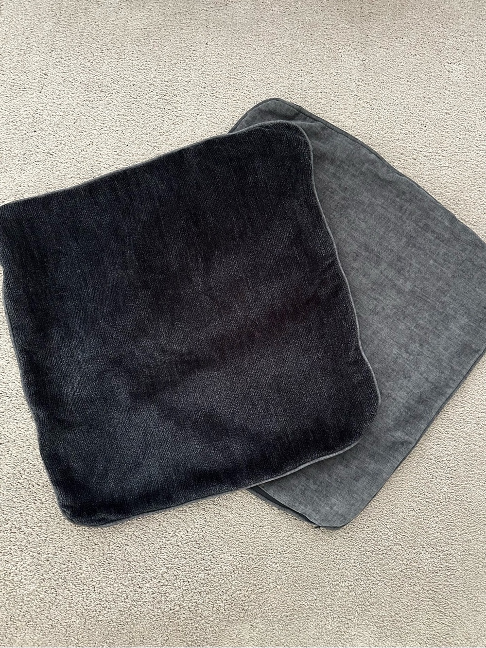 Set of 2 Reversible Decorative Throw Pillow Covers 20 x 20 Grey & Navy